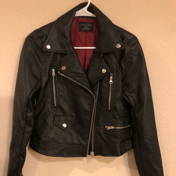 love tree faux leather jacket